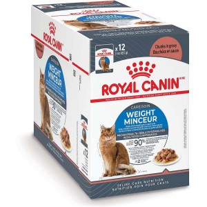 12 x 3oz Royal Canin Weight Care Chunks In Gravy Pouch Wet Cat Food UAE | 4091-KBIVS