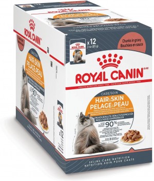 24 x 3oz Royal Canin Hair & Skin Care Chunks In Gravy Pouch Wet Cat Food UAE | 4685-PJLWH