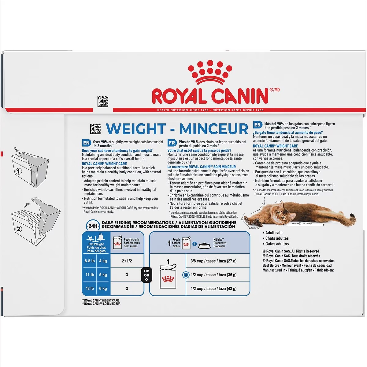 12 x 3oz Royal Canin Weight Care Chunks In Gravy Pouch Wet Cat Food UAE | 4091-KBIVS