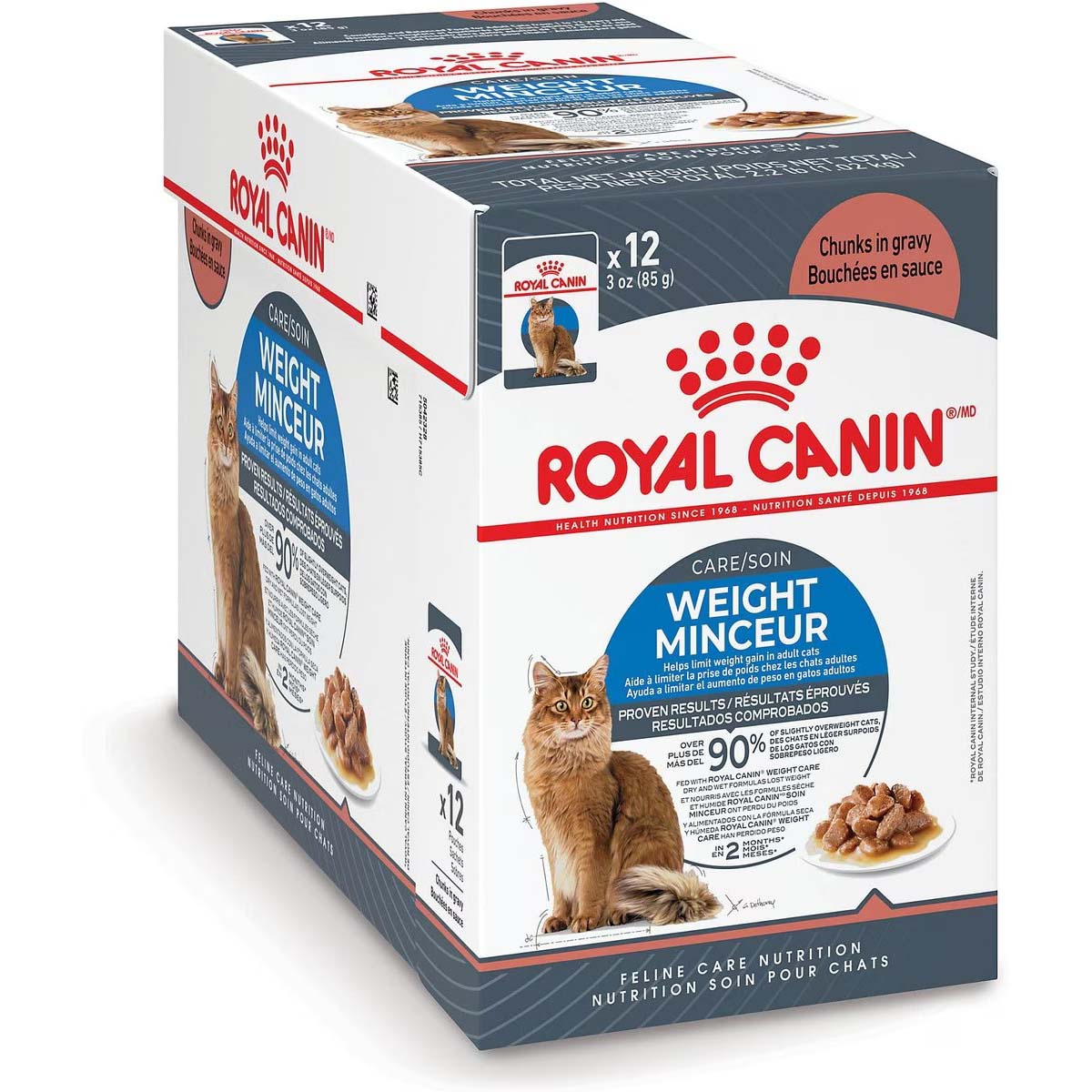 12 x 3oz Royal Canin Weight Care Chunks In Gravy Pouch Wet Cat Food UAE | 4091-KBIVS