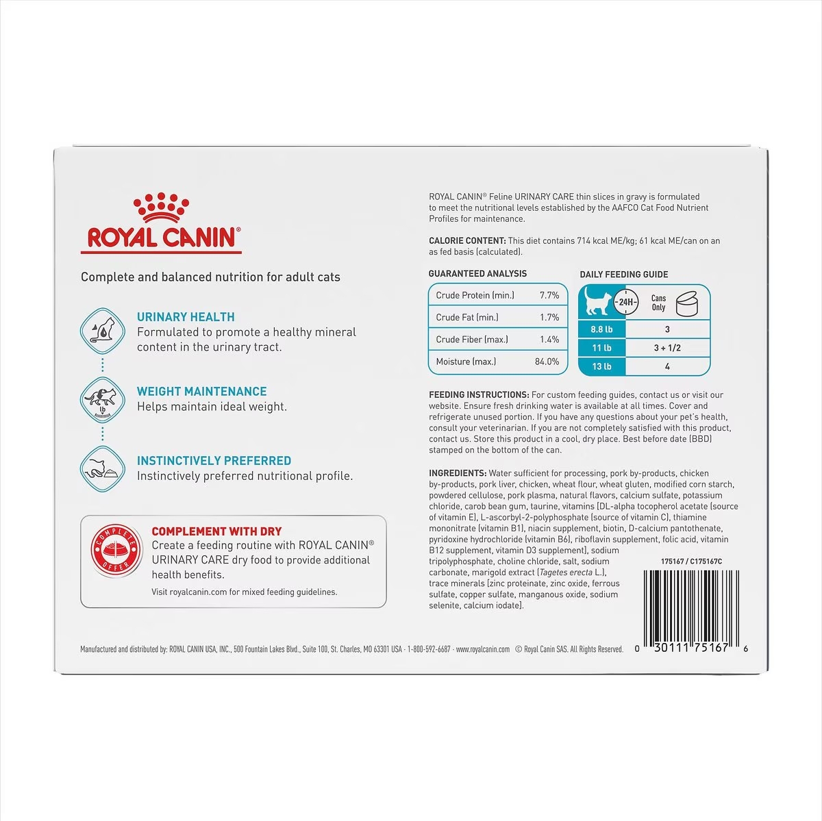 24 x 3oz Royal Canin Urinary Care Thin Slices In Gravy Canned Wet Cat Food UAE | 7148-PADVL