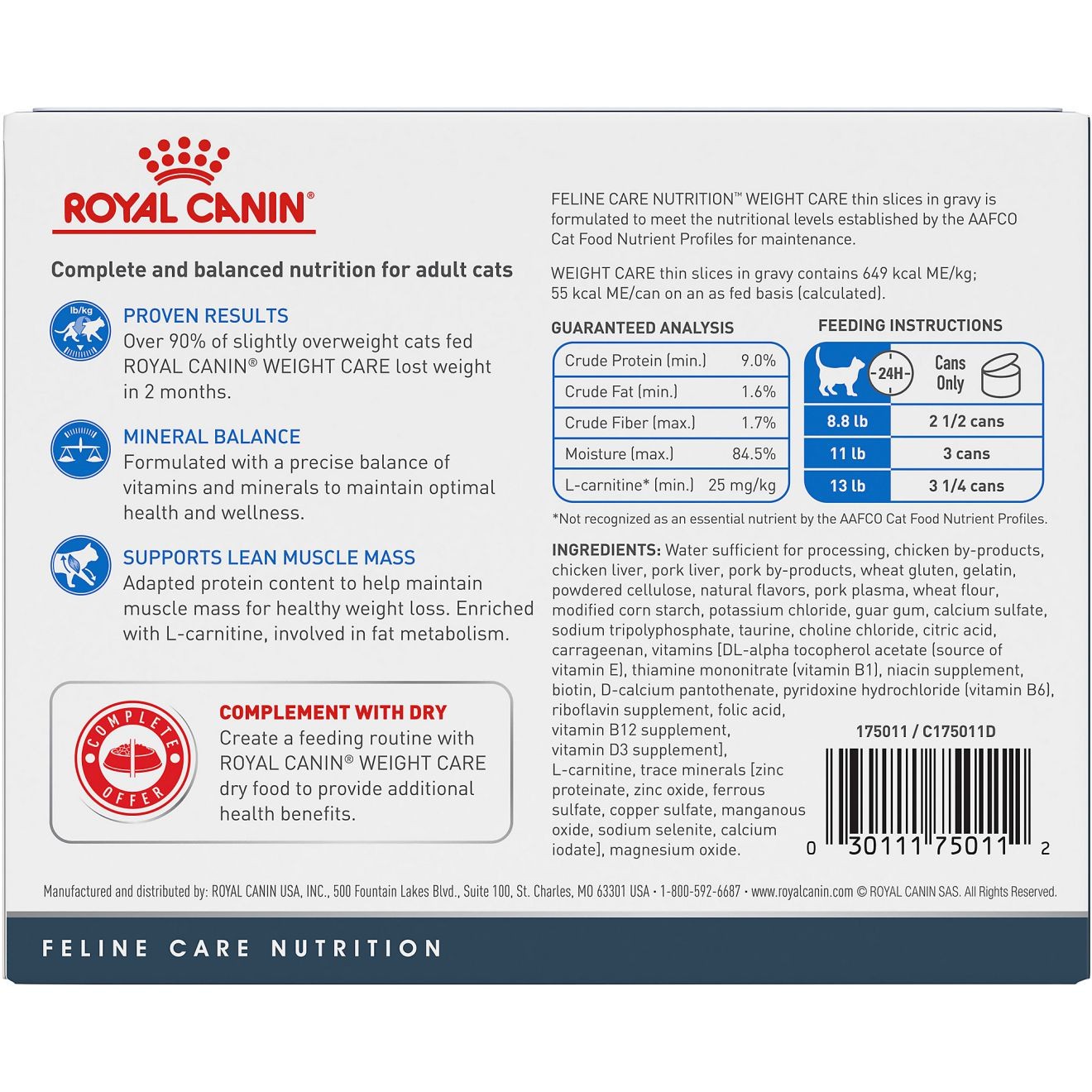 24 x 3oz Royal Canin Weight Care Thin Slices in Gravy Wet Cat Food UAE | 5469-EZDQS