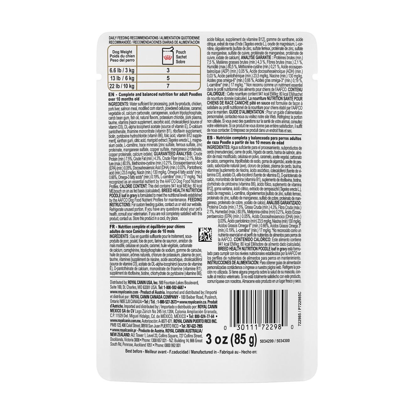 4 x 3oz Royal Canin Poodle Pouch Wet Dog Food UAE | 5896-WXBHT